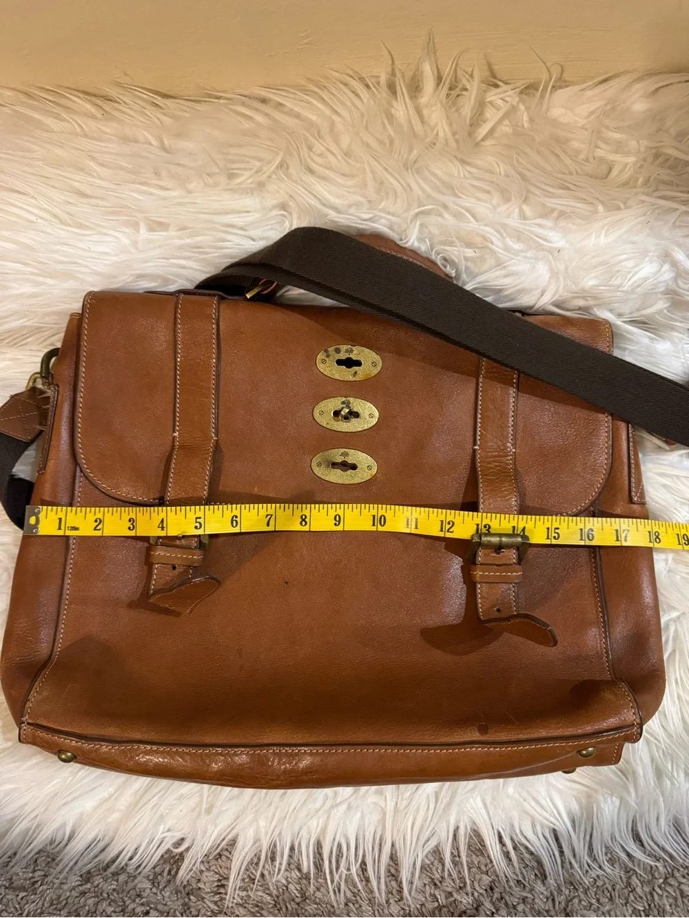 Classic Brown Leather Briefcase Messenger Bag